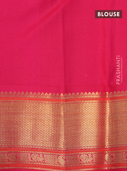 Pure kanchipuram silk saree sandal and pink with allover zari checks & self emboss and zari woven border