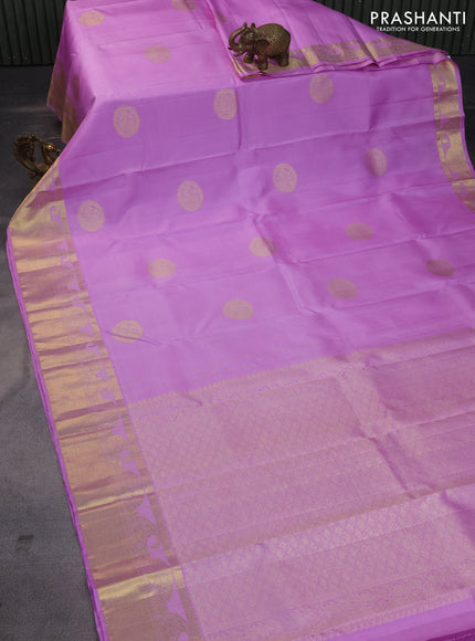 Pure kanchipuram silk saree lavender with annam zari woven buttas and zari woven border