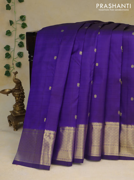 Pure kanchipuram silk saree blue with zari woven buttas and zari woven border