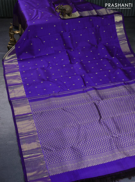 Pure kanchipuram silk saree blue with zari woven buttas and zari woven border