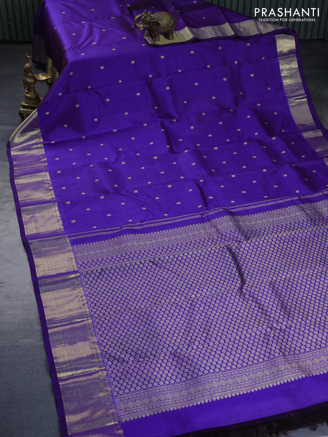 Pure kanchipuram silk saree blue with zari woven buttas and zari woven border