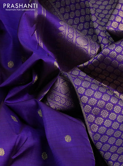 Pure kanchipuram silk saree blue with zari woven buttas and zari woven border