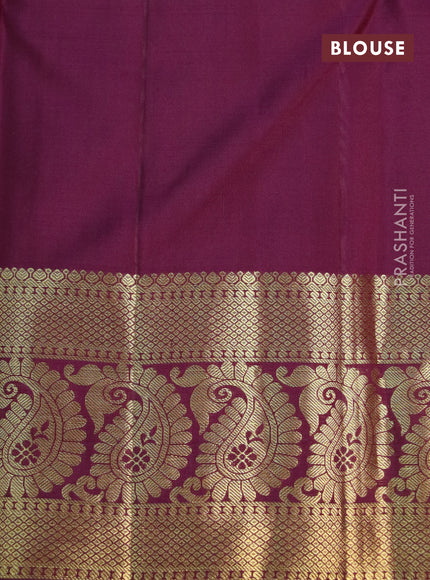 Pure kanchipuram silk saree deep purple with zari woven buttas and paisley zari woven border