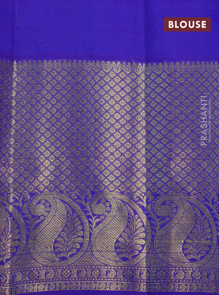 Pure kanchipuram silk saree teal blue and royal blue with paisley zari woven border and zari woven border