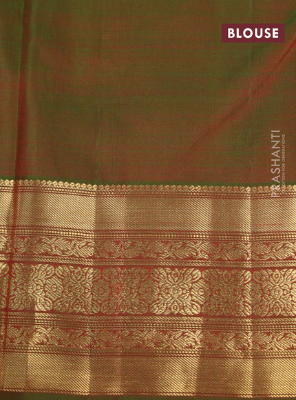 Pure kanchipuram silk saree red and green with zari woven buttas and zari woven border