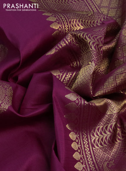 Pure kanchipuram silk saree wine shade and green with allover zari weaves and zari woven border