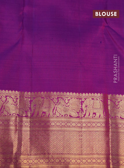 Pure kanchipuram silk saree light pink and purple with zari woven buttas and zari woven border