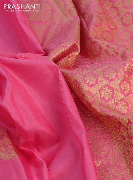 Pure kanchipuram silk saree light pink with zari woven buttas and zari woven border