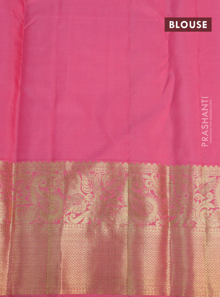 Pure kanchipuram silk saree light pink with zari woven buttas and zari woven border