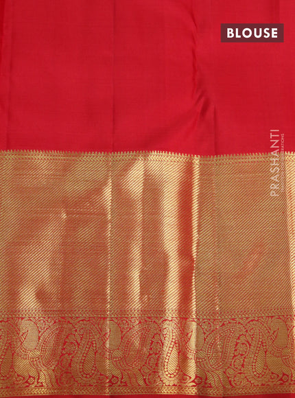 Pure kanchipuram silk saree red with zari woven buttas and zari woven border