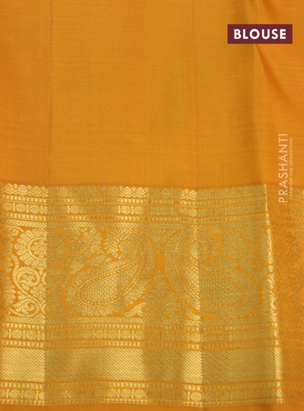 Pure kanchipuram silk saree mustard yellow with zari woven buttas and zari woven border