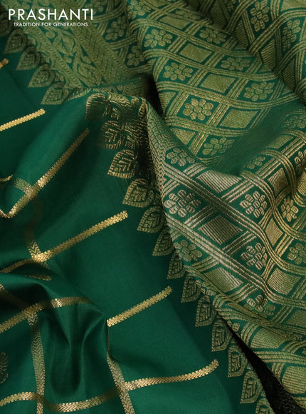 Pure kanchipuram silk saree green with zari checks & buttas and zari woven border