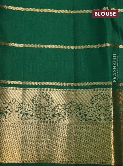 Pure kanchipuram silk saree green with zari checks & buttas and zari woven border