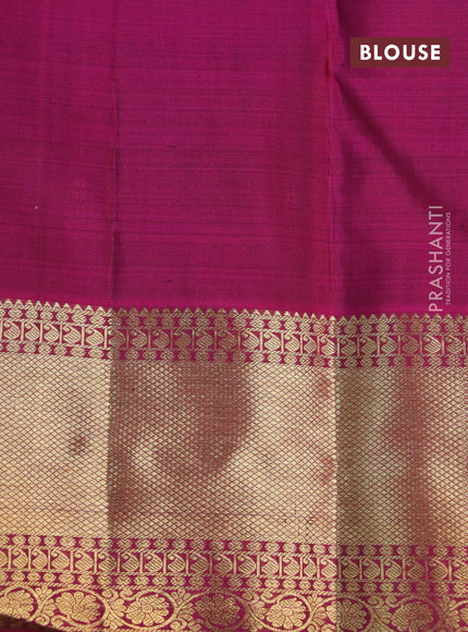 Pure kanchipuram silk saree grey shade and purple with zari woven buttas and zari woven border