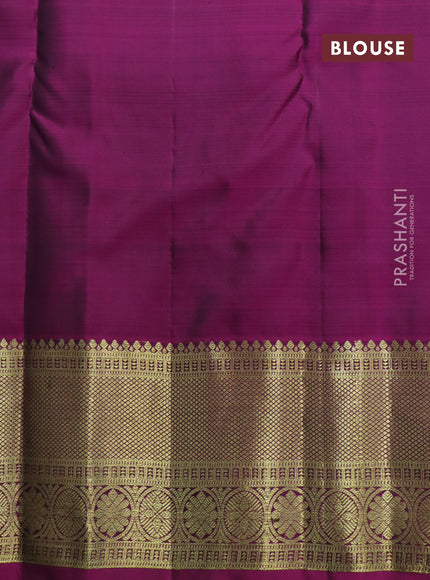 Pure kanchipuram silk saree deep coffee brown and magenta pink with zari woven buttas and floral zari woven border