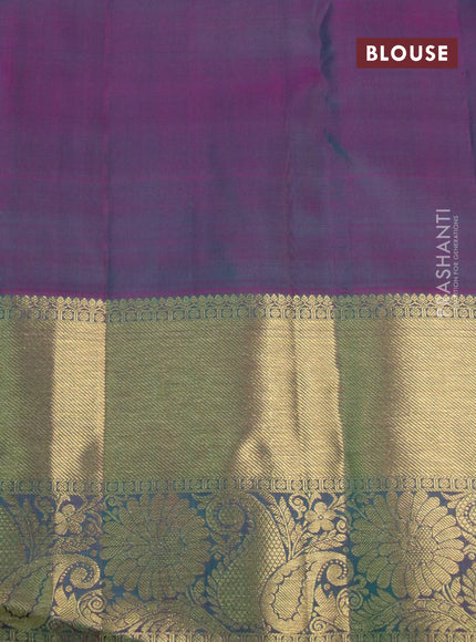 Pure kanchipuram silk saree cs blue and pink with zari woven buttas and floral zari woven border