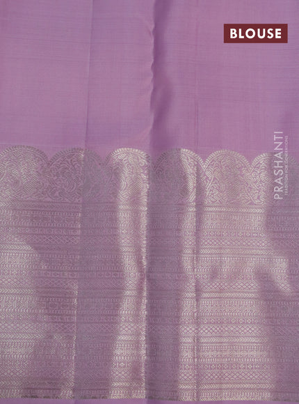 Pure kanchipuram silk saree lavender shade with silver & gold zari woven paisley buttas and silver zari woven border