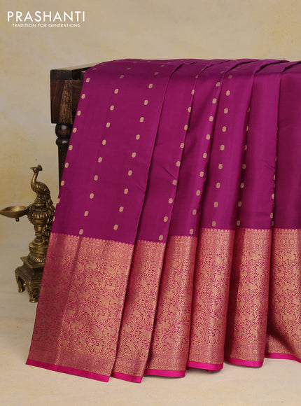 Pure kanchipuram silk saree purple and pink with allover zari woven 1000 buttas and long zari woven border