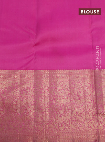 Pure kanchipuram silk saree purple and green with allover zari woven buttas and long zari woven border