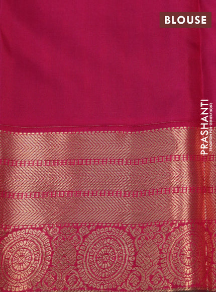 Pure kanchipuram silk saree dual shade of bluish green and pink with allover zari woven 1000 buttas and zari woven border