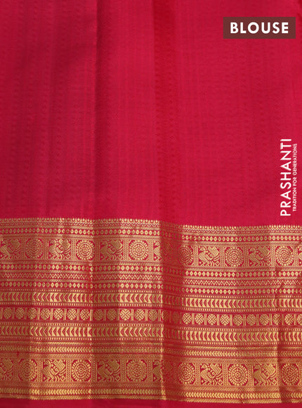 Pure kanchipuram silk saree green and maroon with allover self emboss and zari woven border