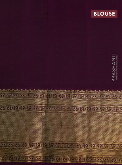 Pure kanchipuram silk saree pastel green and purple with zari woven buttas and zari woven border