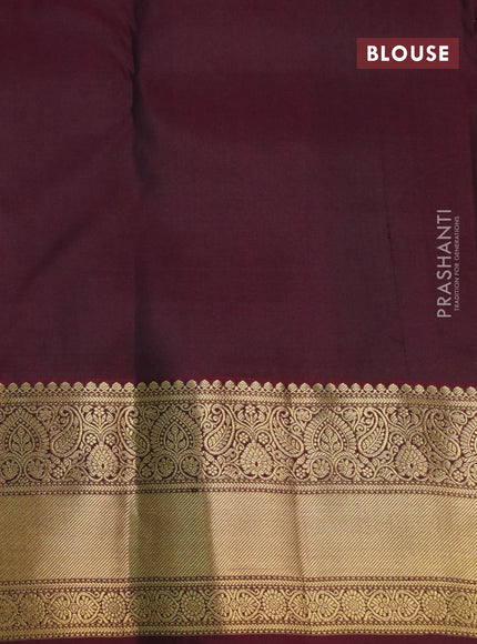 Pure kanchipuram silk saree green and deep maroon with zari woven buttas and zari woven border