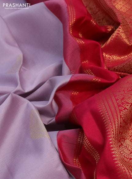 Pure kanchipuram silk saree lavender shade and pink with zari woven buttas and zari woven korvai border