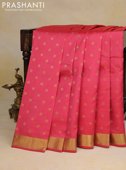 Pure kanchipuram silk saree pink shade with zari woven 1000 buttas and zari woven border