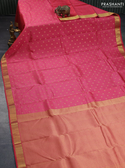 Pure kanchipuram silk saree pink shade with zari woven 1000 buttas and zari woven border