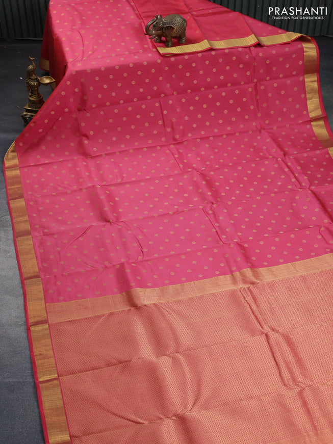 Pure kanchipuram silk saree pink shade with zari woven 1000 buttas and zari woven border