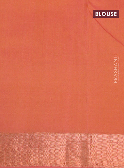 Pure kanchipuram silk saree mango yellow and peach pink with zari woven 1000 buttas and zari woven border