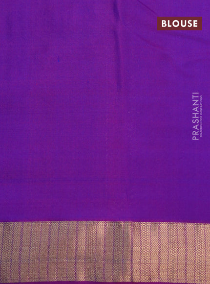 Pure kanchipuram silk saree blue and purple with zari woven 1000 buttas and zari woven border