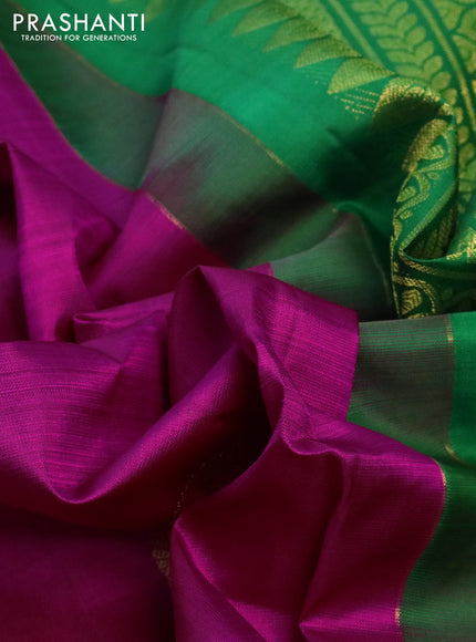 Pure kanchipuram silk saree purple and green with zari woven buttas and rich zari woven border