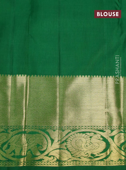 Pure kanchipuram silk saree purple and green with zari woven buttas and rich zari woven border