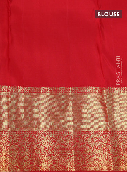 Pure kanchipuram silk saree maroon and red with zari woven buttas ad zari woven border