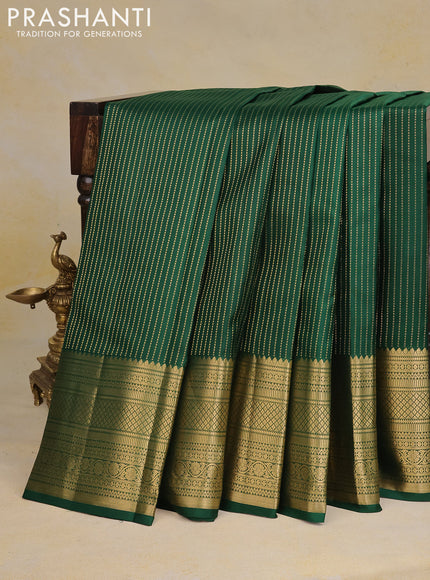 Pure kanchipuram silk saree green and pink with allover zari weaves and long zari woven border