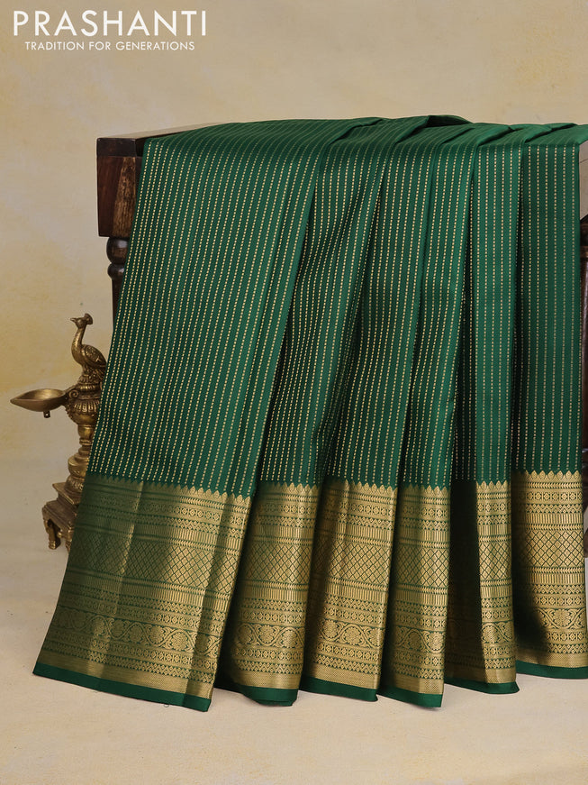 Pure kanchipuram silk saree green and pink with allover zari weaves and long zari woven border