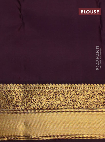 Pure kanchipuram silk saree pastel pink and wine shade with zari woven buttas and zari woven korvai border