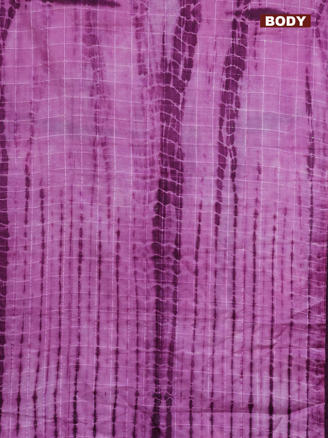 Semi bamboo saree light pink and purple with tie & dye prints & sequin work in borderless style