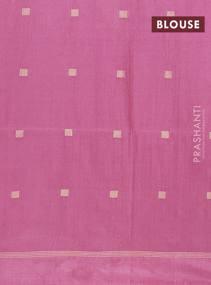 Semi bamboo saree peach pink with allover zari woven buttas and zari woven simple border