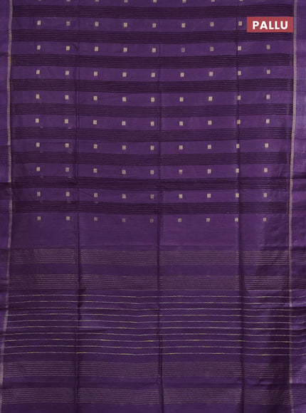 Semi bamboo saree purple with allover zari woven buttas and zari woven simple border