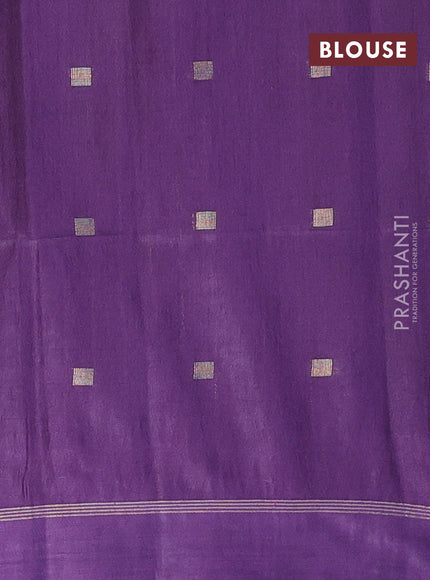 Semi bamboo saree purple with allover zari woven buttas and zari woven simple border