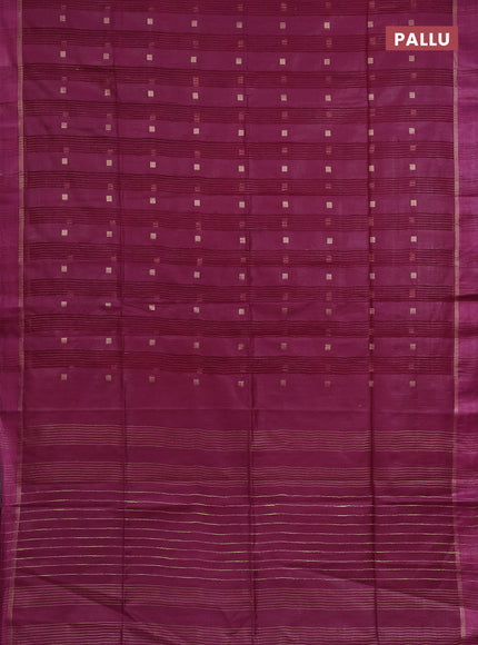 Semi bamboo saree magenta pink with allover zari woven buttas and zari woven simple border