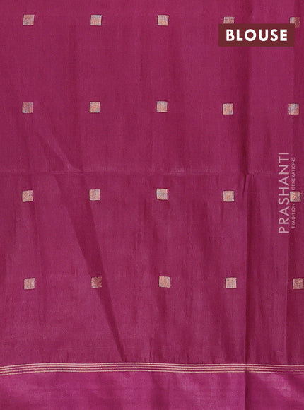 Semi bamboo saree magenta pink with allover zari woven buttas and zari woven simple border