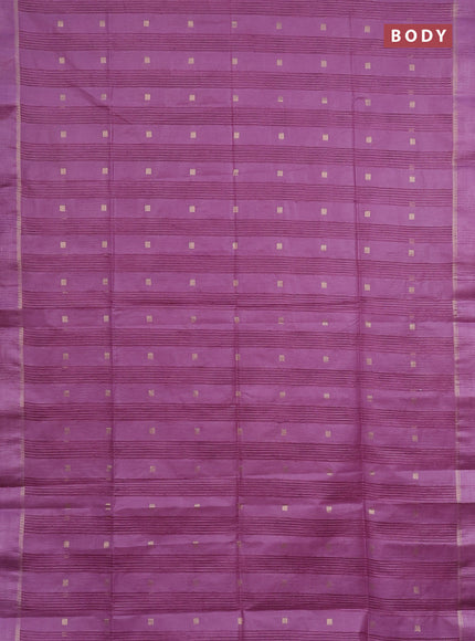 Semi bamboo saree lavender shade with allover zari woven buttas and zari woven simple border