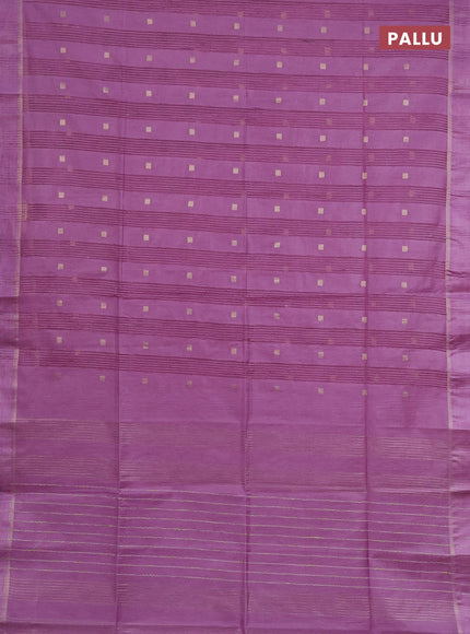 Semi bamboo saree lavender shade with allover zari woven buttas and zari woven simple border