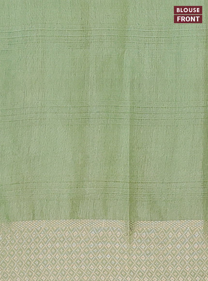 Semi bamboo saree light blue and light green with zari woven buttas and zari woven border