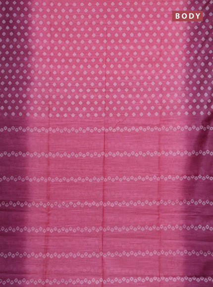 Semi bamboo saree peach pink and mauve pink with thread woven buttas in borderless style