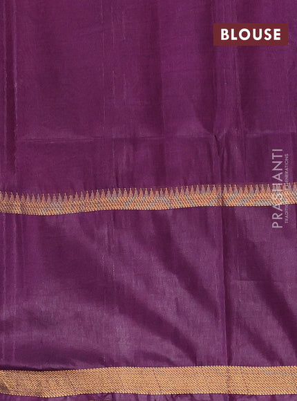 Semi bamboo saree pink and deep purple with zari woven butttas and rettpet zari woven butta border